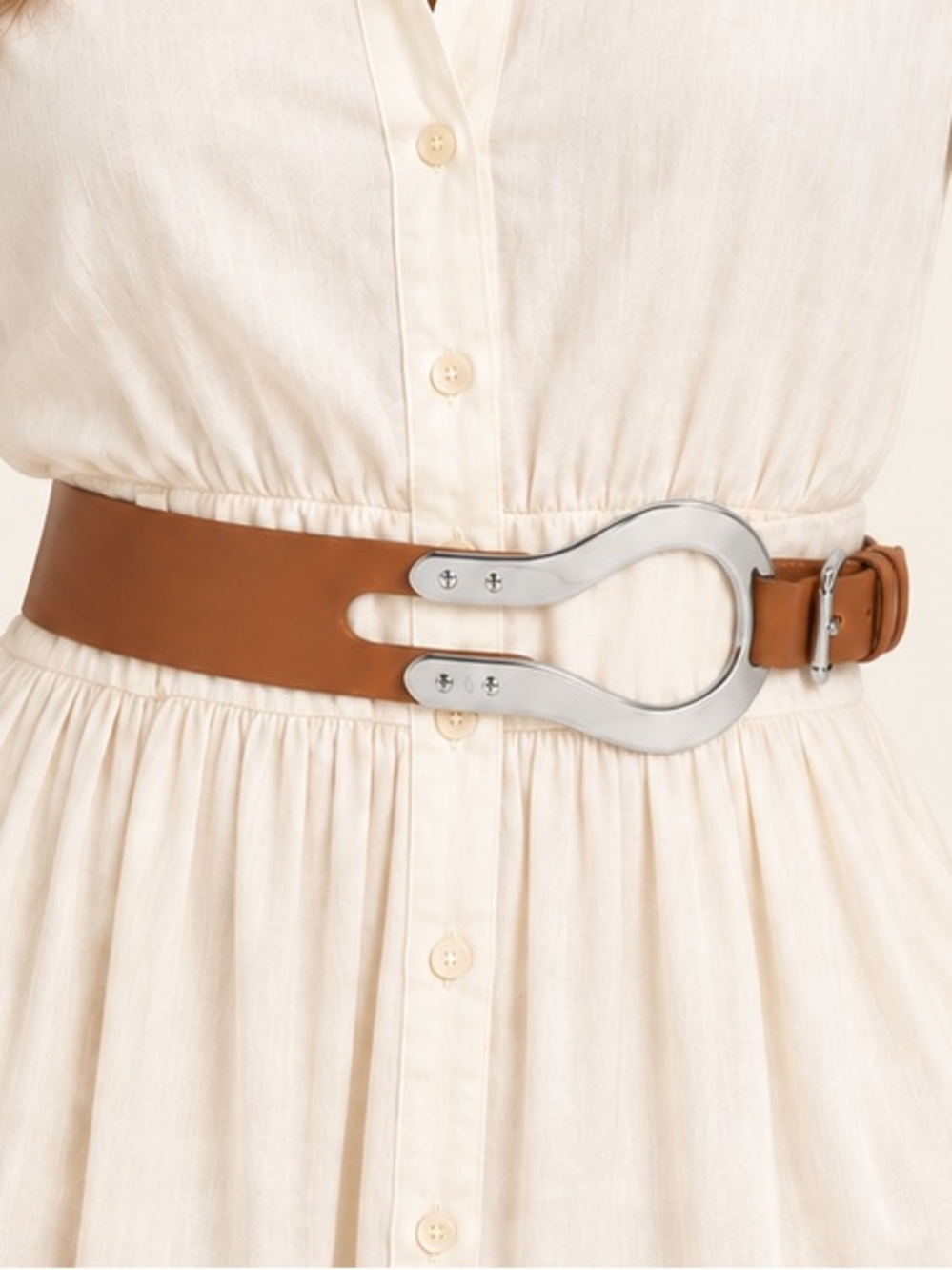 Ralph Lauren Collection Belt Horseshoe Buckle Brown Equestrian Wide Italy Cognac
